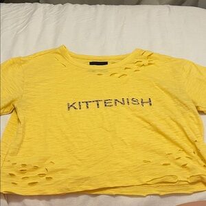 Kittenish Distressed Yellow Kids Tee